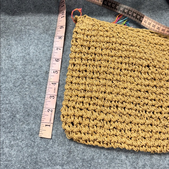 Cappelli Straworld crossbody Paper bag Handcrafted Crochet Bag Multicolor Tassel - Picture 5 of 10